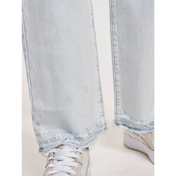 Levis Premium Women Denim Jean 28 Ribcage Straight Ankle Blue High Rise Wide Leg - Picture 11 of 16